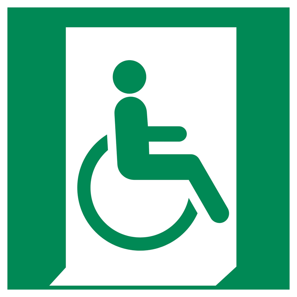 Emergency exit for people unable to walk or with walking impairment (right) - E030 | ISO 7010