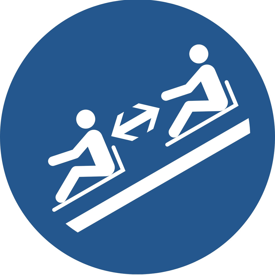 Keep a Safe Distance Between Sleds (Toboggans) - M052 | ISO 7010