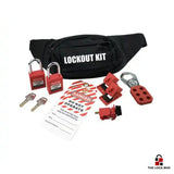 Lockout/Tagout-Set für elektrische Anlagen, 2 Vorhängeschlösser und 3 Schutzschalter-Verriegelungen